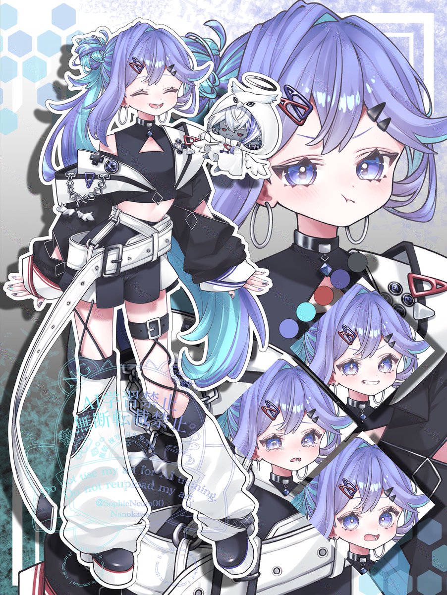 天束ルアさん(#bane_boo__ )の
立ち絵&amp;新衣装を担当させていただきました🌘🪽
いつもありがとうございます🤍

#ナノカワからのお届けもの 
#菜の川家