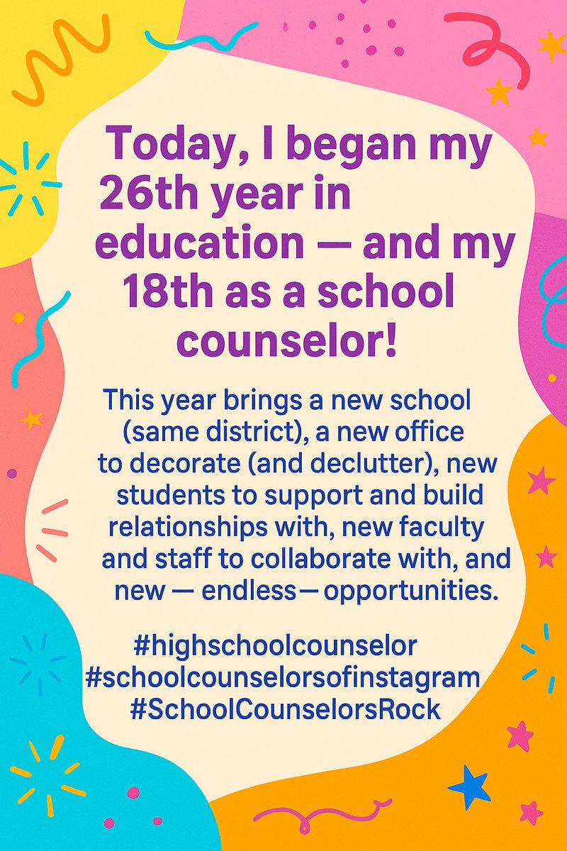 HS_Counselor's tweet photo. Today, I began my 26th year in education ▪︎ and 18 as a school counselor 🍎 

#highschoolcounselor #SchoolCounselorsRock https://t.co/O22COLiIDZ