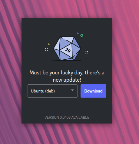 johnspaetzel's tweet image. It's really not my lucky day @discord, your linux updates are too frequent to be this manual.