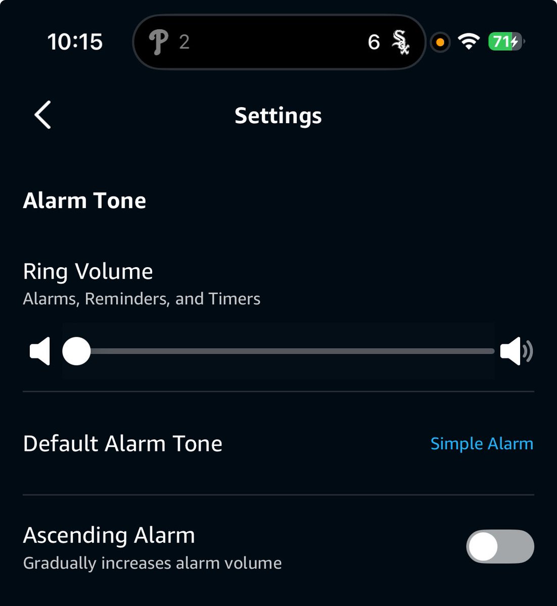 These computer alarms are sick beings sometimes.

I now have to check my alarms every night before I go to bed (I have three of them).

This one likes to decrease my alarm volume.

This is the second night in a row it’s happened — but it’s happened many times before!