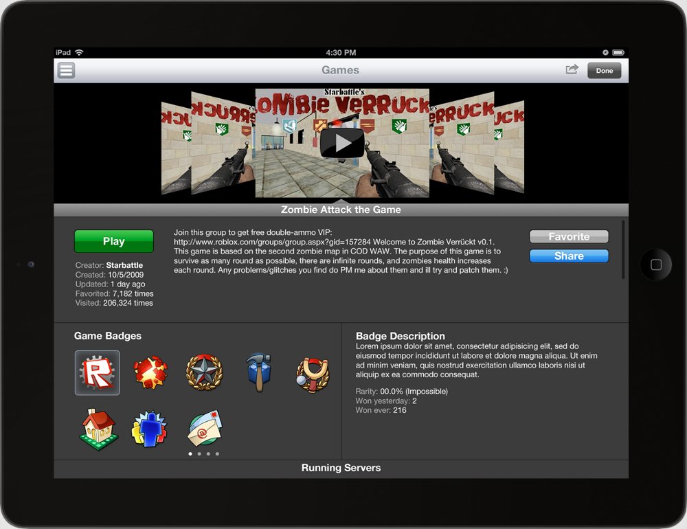 Dynabroth's tweet photo. Mock-up prototypes of the original ROBLOX app for iPad, from August 2012. https://t.co/pJizfcIJxD