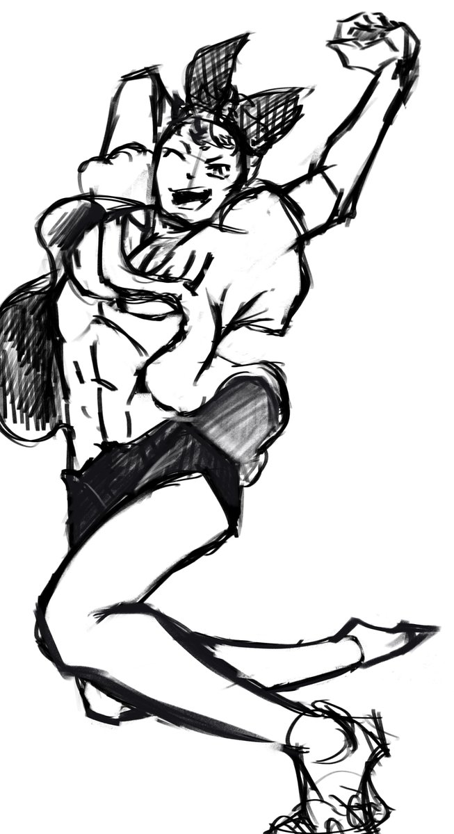 ALBagelArts's tweet image. Old drawing of ryuji in kanami’s poster outfit/pose 👀