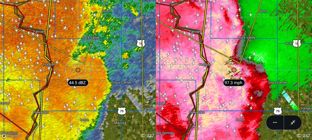 Sioux Center, Iowa is in a very precarious position. Earlier wind gusts were clocked at 87mph to the west. #IAwx