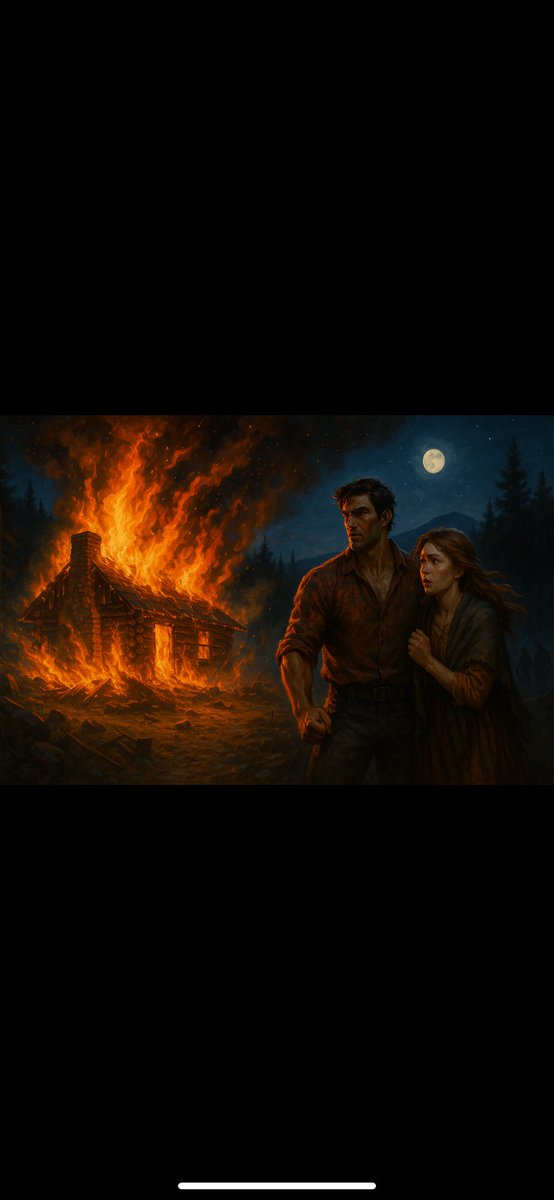 Can you name the Book and Author. “The flames roared and crackled, leaping high in the darkness, while the boy and the girl stood hand in hand, watching the work of their enemies.” #Books #bookworms #BooksWorthReading #BookArt #ClassicBooks #GreatLiterature AI generated with my