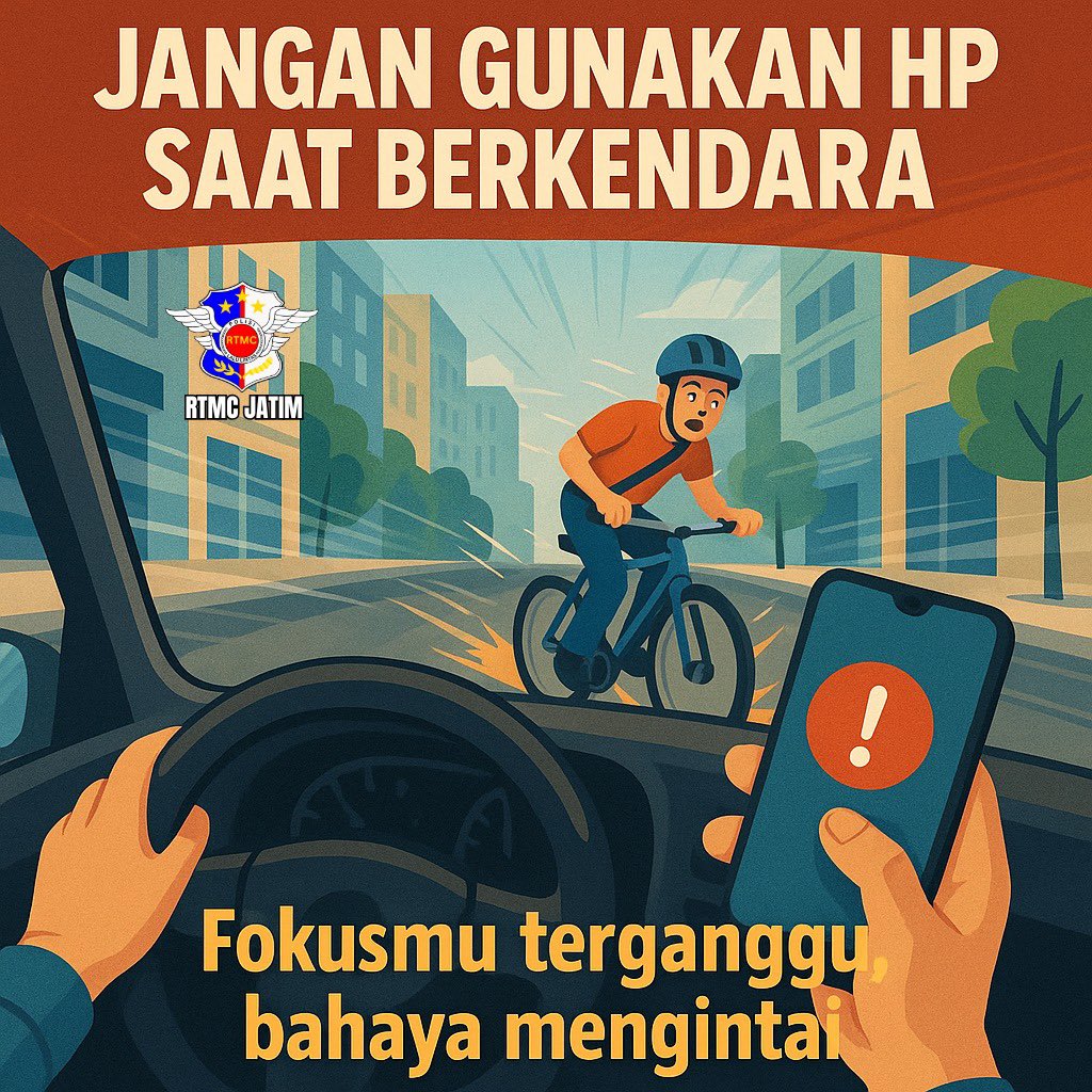 SSatlantas's tweet photo. 🚫 Dilarang Menggunakan HP Saat Berkendara 🚫

Keselamatan berkendara itu penting! Jangan biarkan ponsel mengalihkan perhatianmu di jalan. Ingat, ada banyak hal yang lebih penting—terutama keselamatan diri dan orang lain. https://t.co/Q977GEWWgB