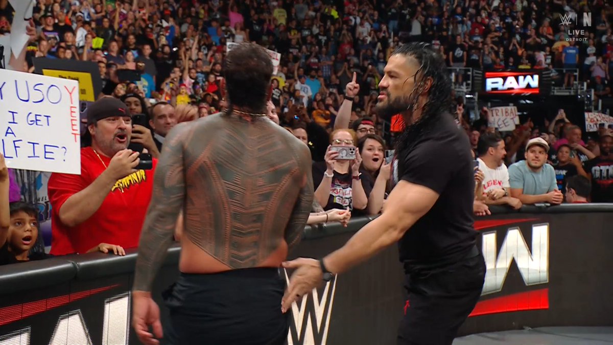 Vaya pinta de Main Event de la Noche 1 de SummerSlam tiene el Roman Reigns &amp; Jey Uso vs. Bron Breakker &amp; Bronson Reed. Por desgracia. #WWERAW