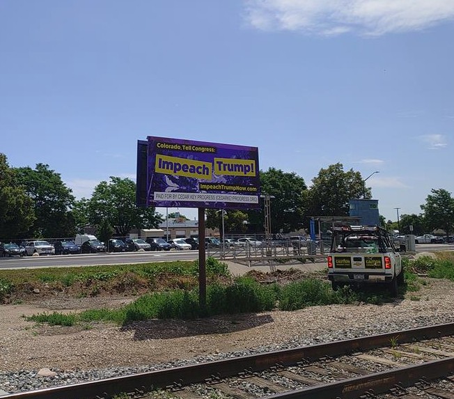 CedarKeyProg's tweet image. Our newest IMPEACH TRUMP billboard in Fort Collins, CO.