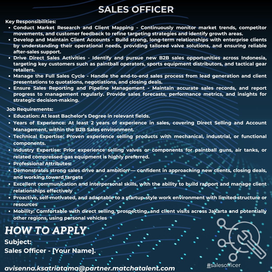 Aviknight's tweet photo. Hello job seeker, i'm looking for HR Manager and Recruitment &amp; Sales Officer to be placed in Jakarta. If you are interested, please check out the requirements below:  

Thank you Cc.
@hrdbacot @magne https://t.co/O2bd5kFe5N