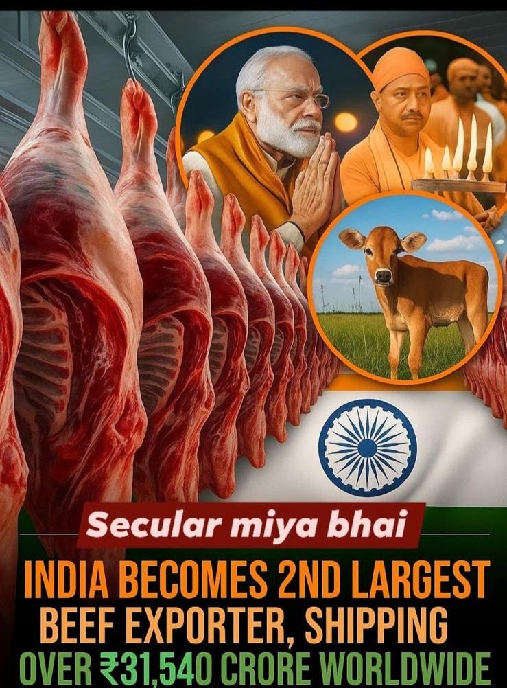 अंधभक्तों की मां, बीफ निर्यात में अब्बा जान की कृपा से दुनिया में पहले स्थान पर पहुंच गया। जय हो
