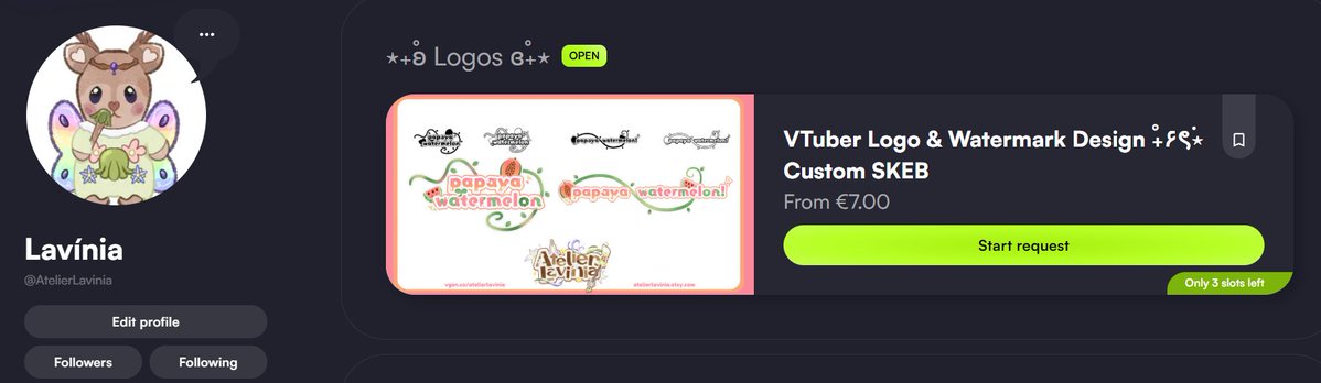 VTuberLavinia's tweet image. EVERIWANNNN (ღ˘⌣˘ღ) dis a call for all vtuberssss~~
your favoritest fairy has a new comm service on vgen !! it's for watermarks and logos~ i had sososo much funsies makign dis commission dat i wan do more projects !!
♡ vgen.co/AtelierLavinia ♡
#VGenComm #artmoots #ENVtuber