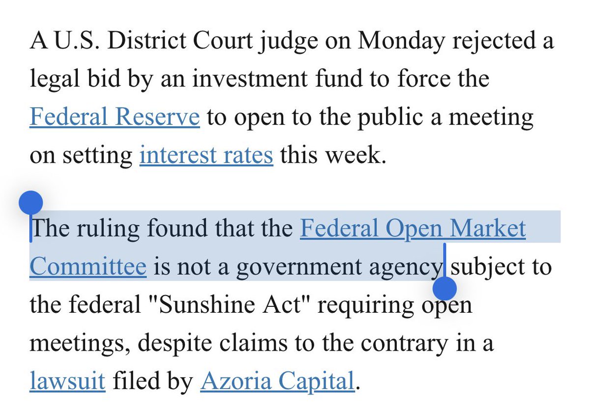 Wait, hold on—if the Federal Open Market Committee “is not a government agency,” then why are its 12 taxpayer-funded members holed up in a $3.1 billion federal building for two days on our dime? 

If they’re just private citizens hanging out, shouldn’t we have them arrested for