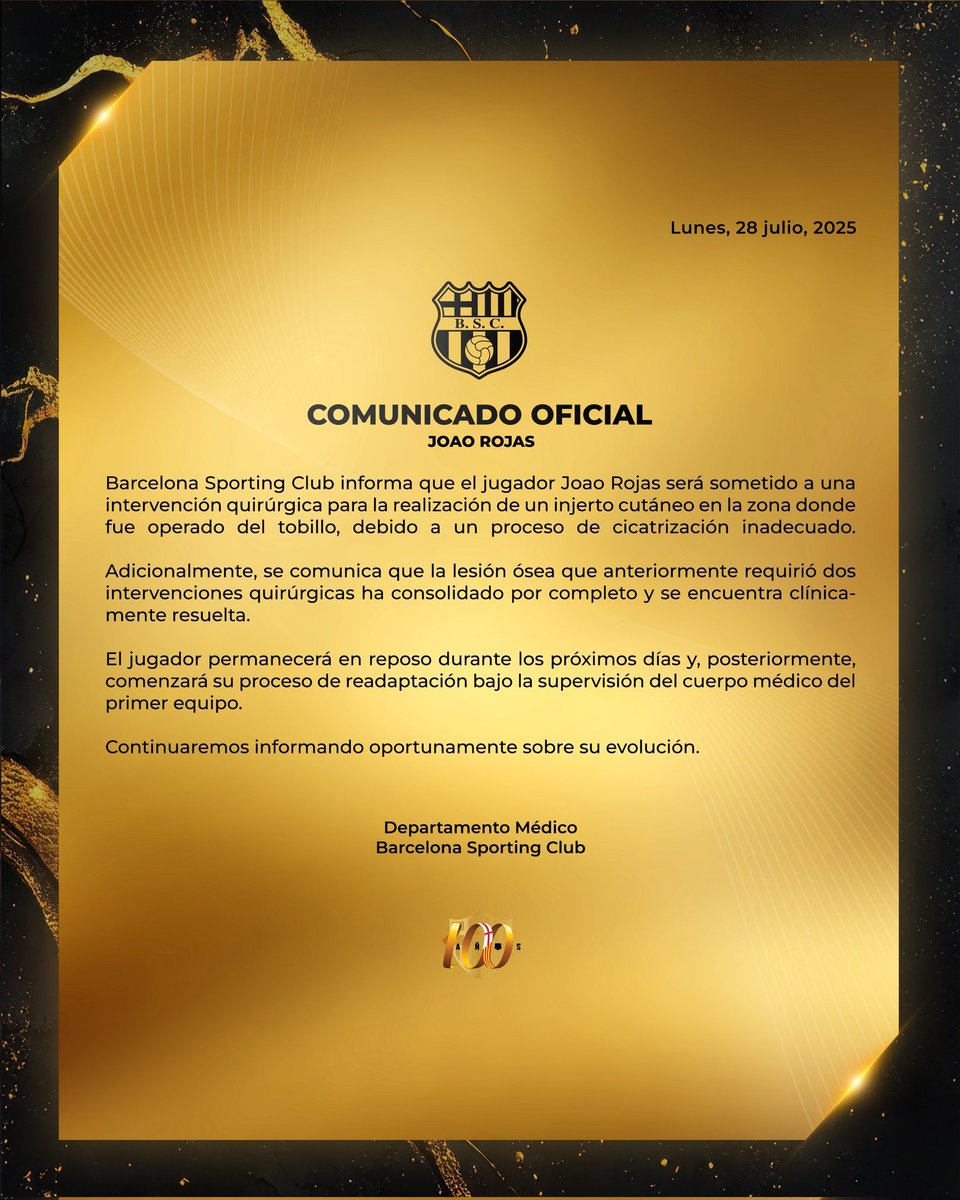 📋Informe médico: Joao Rojas. 
#FuerzaJoao