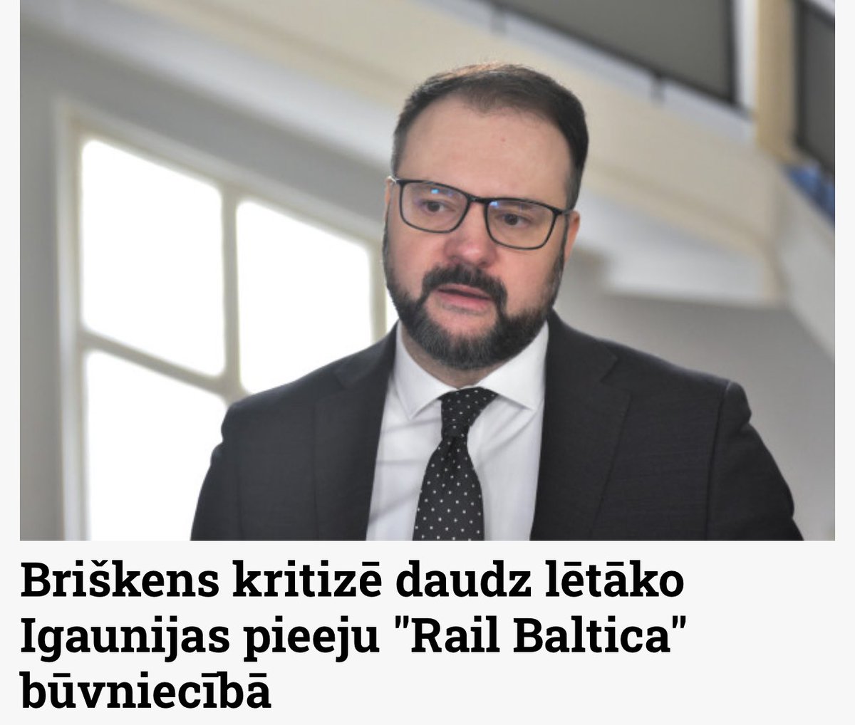 Briškens kritizē Igauniju, jo Rail Baltica izmaksas Igaunijā ir daudz lētākas!
Izskatās, ka progresīvais Briškens lepojas ar to, ka Rīgu rotā neuzbūvēts Dzelzceļa stacijas termināls, neuzbuvēts “monstrs” pie lidostas un neuzbūvēts “zelta tilts” Daugavā!
