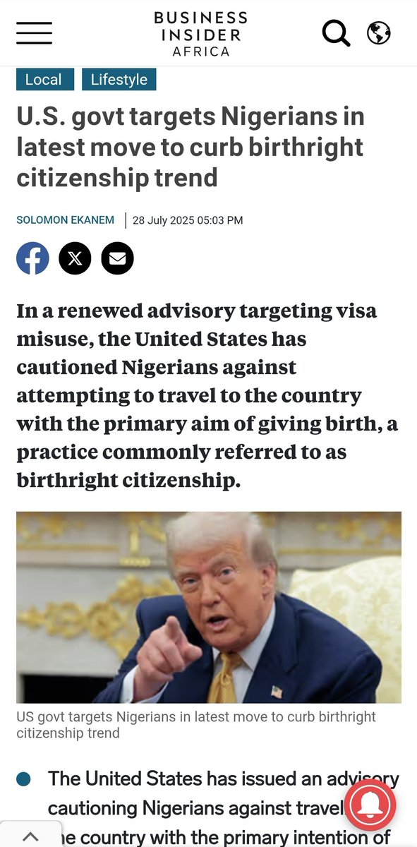 FocusedJustice's tweet image. Where are all the "We are here now" ppl at that we're denigrating FBAs.
Uh oh...
U.S. govt targets Nigerians in latest move to curb birthright citizenship trend
@tariqnasheed @Onthespotts
@HenriettaSnacks @BlackAlphaNetw1
africa.businessinsider.com/local/lifestyl…