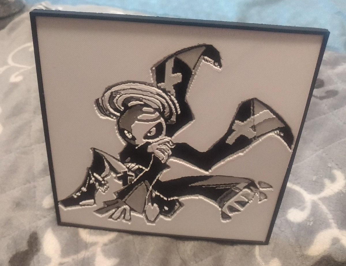 My dad asked me to give him some pictures to try out the 3D printer because it can print pictures, so I got him to print this one