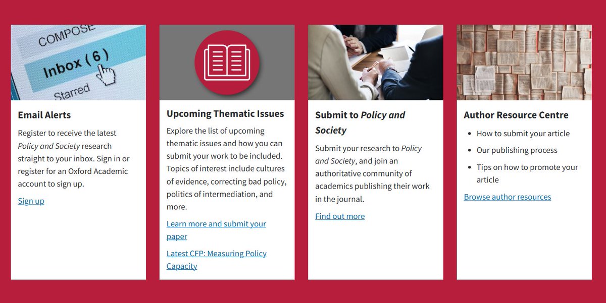 Policy & Society Journal (@policysociety) on Twitter photo Explore upcoming thematic issues, learn about submitting to the journal and subscribe to our email alerts.
➡️ Stay informed, get involved, and contribute to ongoing conversations in the field.
Check out more here: academic.oup.com/policyandsocie… Explore upcoming thematic issues, learn about submitting to the journal and subscribe to our email alerts.
➡️ Stay informed, get involved, and contribute to ongoing conversations in the field.
Check out more here: academic.oup.com/policyandsocie…
