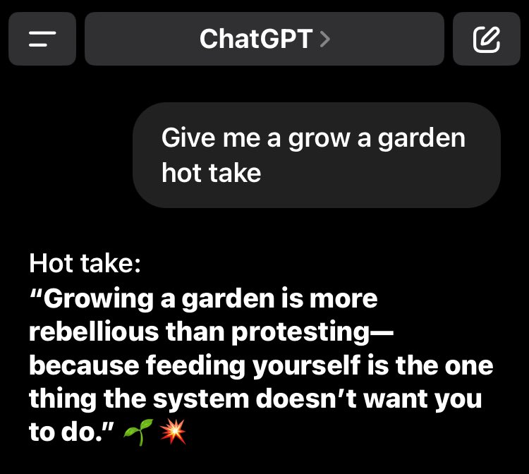Give me y’all grow a garden hot takes