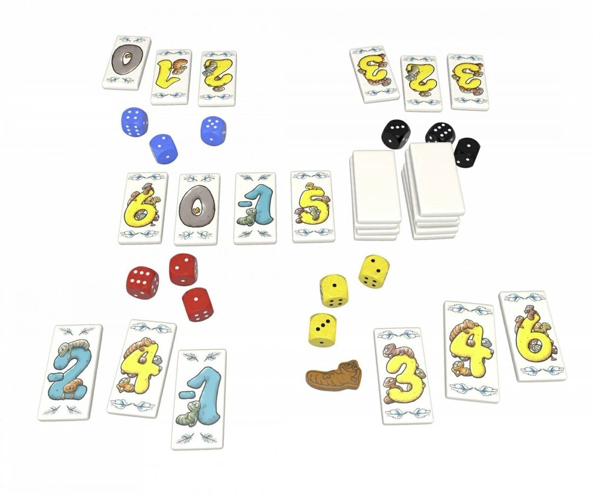 KenJboardgame's tweet image. ●ボードゲーム通販情報⭐️🌞
.
「ミミズビュッフェダイス 日本語訳付」
.
【楽天で取り扱い中】
.
定価3,000円+送料別
a.r10.to/hNM5MH
.
発売中🌞7月
『ミミズビュッフェ』のダイスアレンジゲームです。