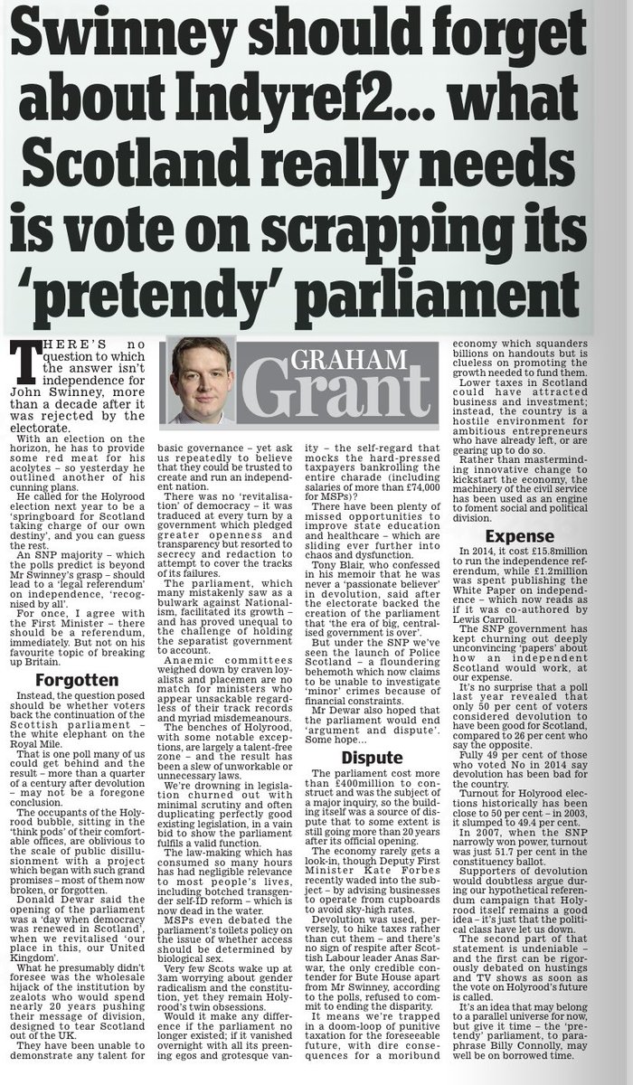 CallmeRayf's tweet image. As one-trick pony Swinney launches yet another lame attempt to convince voters that heโll deliver a referendum on independence, maybe we should have a referendum on the failing Scottish Parliament? ๐ค
