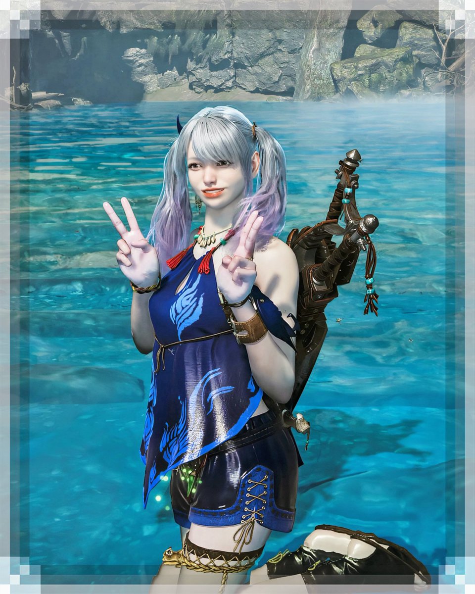 お久しぶりです🐰✨

まだ低浮上中なんですが久しぶりにモンハン出来たので夏っぽい色合いで重ね着作ってみました(*ơᴗơ)💙🩵✨
やっぱり楽しいꔛ✨(⸝⸝•ᴗ•⸝⸝)𐤔𐤔

 #MHWilds
 #モンハンワイルズ
 #モンハン重ね着コーデ