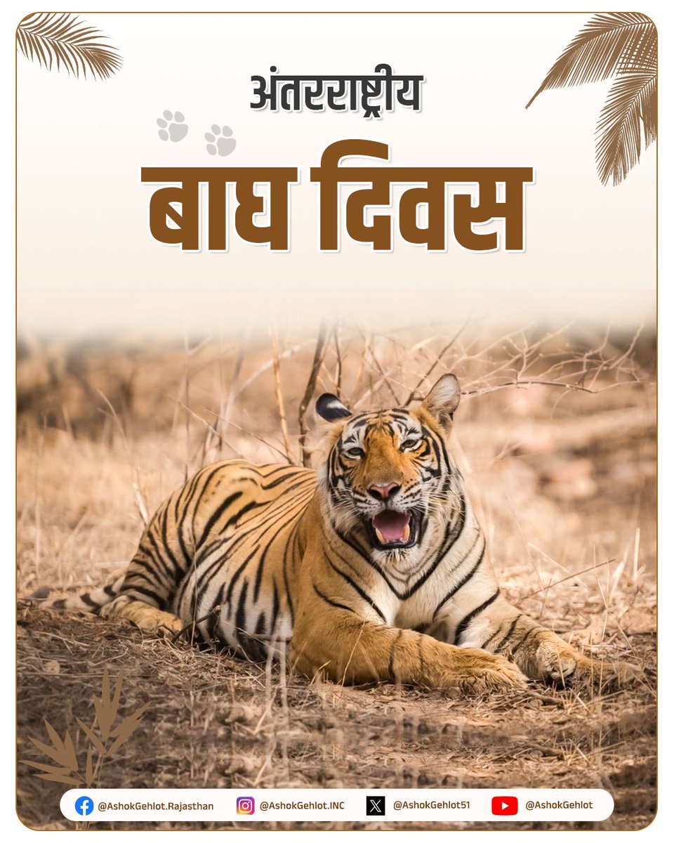 Ashok Gehlot (@ashokgehlot51) on Twitter photo рдЕрдВрддрд░рд░рд╛рд╖реНрдЯреНрд░реАрдп рдмрд╛рдШ рджрд┐рд╡рд╕ рдмрд╛рдШреЛрдВ рддрдерд╛ рдЙрдирдХреЗ рдкреНрд░рд╛рдХреГрддрд┐рдХ рдЖрд╡рд╛рд╕ рдХреЗ рд╕рдВрд░рдХреНрд╖рдг рдХреЗ рд╣рдорд╛рд░реЗ рдкреНрд░рдпрд╛рд╕реЛрдВ рдХреЛ рдФрд░ рдЕрдзрд┐рдХ рдордЬрдмреВрддреА рджреЗрдиреЗ рдХреЗ рд╕рдВрдХрд▓реНрдк рдХреЛ рджреГрдврд╝ рдХрд░рдиреЗ рддрдерд╛ рдкреНрд░рд╛рдХреГрддрд┐рдХ рд╕рдВрддреБрд▓рди рдХреЛ рдмрдирд╛рдП рд░рдЦрдиреЗ рдореЗрдВ рдмрд╛рдШ рдХреА рдорд╣рддреНрддрд╛ рдХреЗ рдкреНрд░рддрд┐ рдЬрд╛рдЧрд░реВрдХрддрд╛ рдмрдврд╝рд╛рдиреЗ рдХрд╛ рдПрдХ рдЕрд╡рд╕рд░ рд╣реИред рдЬрдм рднреА рдмрд╛рдШ рд╕рдВрд░рдХреНрд╖рдг рдХрд╛ рдЬрд┐рдХреНрд░ рд╣реЛрдЧрд╛, рддреЛ рдкреВрд░реНрд╡ рдкреНрд░рдзрд╛рдирдордВрддреНрд░реА рдЕрдВрддрд░рд░рд╛рд╖реНрдЯреНрд░реАрдп рдмрд╛рдШ рджрд┐рд╡рд╕ рдмрд╛рдШреЛрдВ рддрдерд╛ рдЙрдирдХреЗ рдкреНрд░рд╛рдХреГрддрд┐рдХ рдЖрд╡рд╛рд╕ рдХреЗ рд╕рдВрд░рдХреНрд╖рдг рдХреЗ рд╣рдорд╛рд░реЗ рдкреНрд░рдпрд╛рд╕реЛрдВ рдХреЛ рдФрд░ рдЕрдзрд┐рдХ рдордЬрдмреВрддреА рджреЗрдиреЗ рдХреЗ рд╕рдВрдХрд▓реНрдк рдХреЛ рджреГрдврд╝ рдХрд░рдиреЗ рддрдерд╛ рдкреНрд░рд╛рдХреГрддрд┐рдХ рд╕рдВрддреБрд▓рди рдХреЛ рдмрдирд╛рдП рд░рдЦрдиреЗ рдореЗрдВ рдмрд╛рдШ рдХреА рдорд╣рддреНрддрд╛ рдХреЗ рдкреНрд░рддрд┐ рдЬрд╛рдЧрд░реВрдХрддрд╛ рдмрдврд╝рд╛рдиреЗ рдХрд╛ рдПрдХ рдЕрд╡рд╕рд░ рд╣реИред рдЬрдм рднреА рдмрд╛рдШ рд╕рдВрд░рдХреНрд╖рдг рдХрд╛ рдЬрд┐рдХреНрд░ рд╣реЛрдЧрд╛, рддреЛ рдкреВрд░реНрд╡ рдкреНрд░рдзрд╛рдирдордВрддреНрд░реА