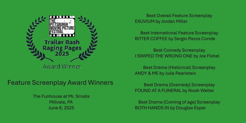 2025 Raging Pages Screenplay Award Winners