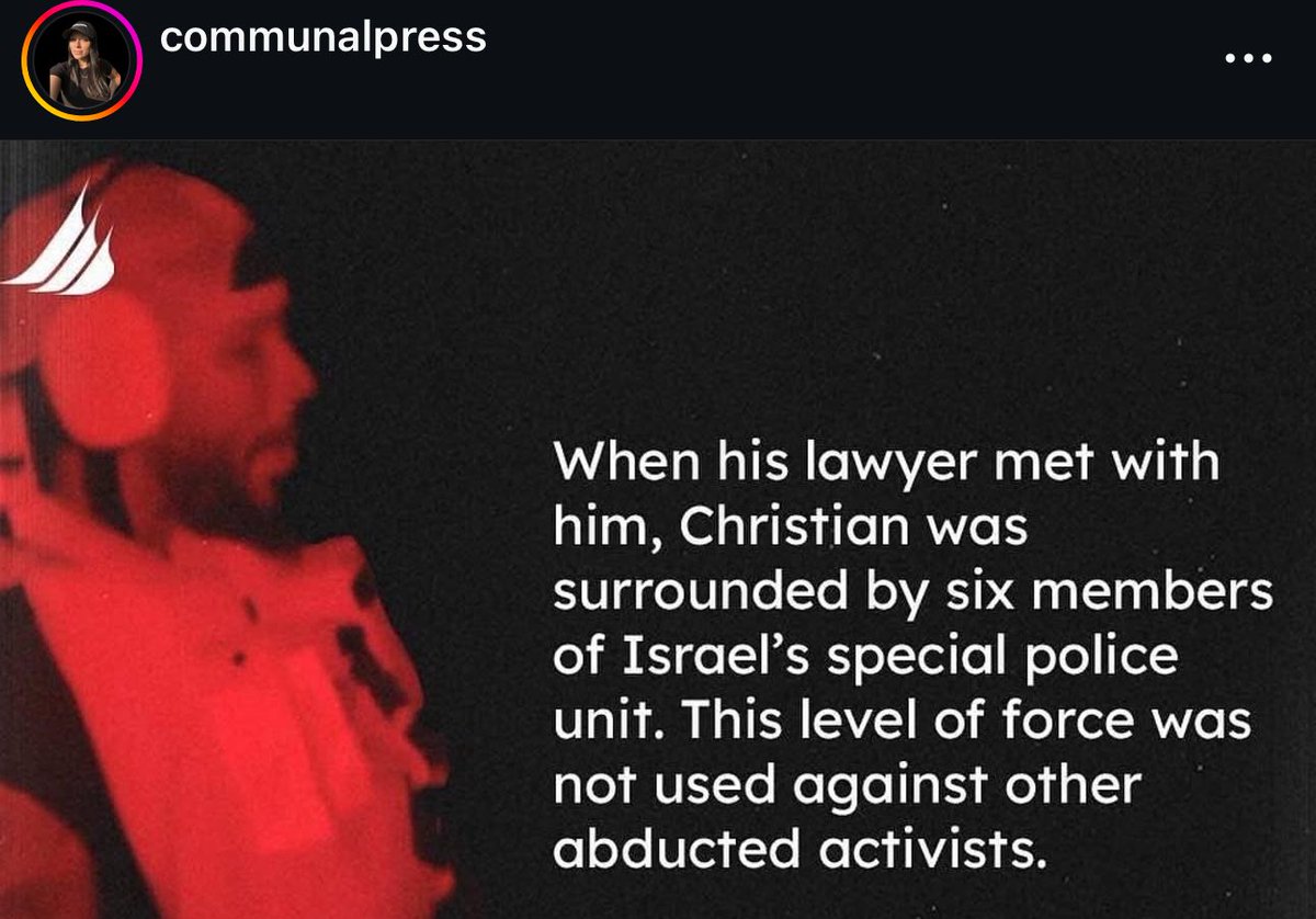 #StopCopCity (@chuckmodi1) on Twitter photo You mess with Chris Smalls, you mess w/a lot of ppl. Reports are that the level of force used on <a href="/Shut_downAmazon/">Christian Smalls</a> was not used on others on <a href="/GazaFFlotilla/">Freedom Flotilla Coalition</a> . A comprehensive update on Chris & all of those abducted can be found via <a href="/communalpress/">communalpress</a> on IG:
instagram.com/p/DMrPkHtx0Gd/… You mess with Chris Smalls, you mess w/a lot of ppl. Reports are that the level of force used on <a href="/Shut_downAmazon/">Christian Smalls</a> was not used on others on <a href="/GazaFFlotilla/">Freedom Flotilla Coalition</a> . A comprehensive update on Chris & all of those abducted can be found via <a href="/communalpress/">communalpress</a> on IG:
instagram.com/p/DMrPkHtx0Gd/…
