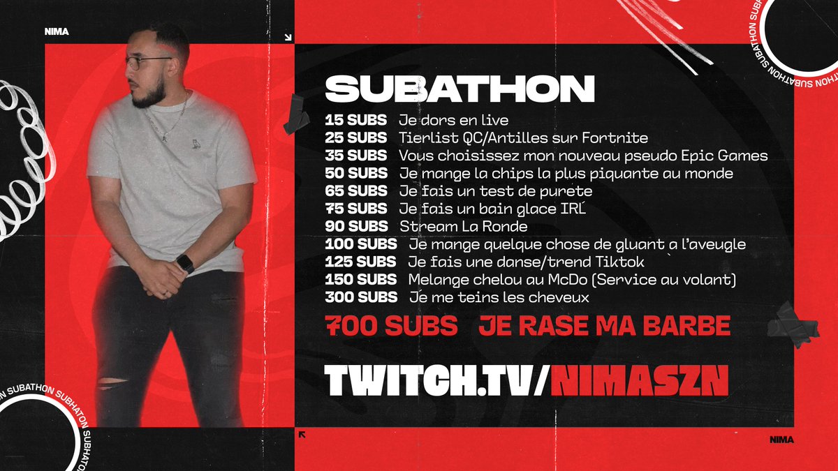 hyc nima (@nimaszn) on Twitter photo 🔥SUBATHON MERCREDI 30 JUILLET A 4PM 1 SUB=20 MINUTES.🔥
LE STREAM COMMENCE AVEC <a href="/Natmozs/">HYC natmozs</a> & <a href="/magramaa/">mag wazowski</a> BOOTCAMP CHEZ MOI POUR LES LCQ.
SOYEZ PRET. 🔥SUBATHON MERCREDI 30 JUILLET A 4PM 1 SUB=20 MINUTES.🔥
LE STREAM COMMENCE AVEC <a href="/Natmozs/">HYC natmozs</a> & <a href="/magramaa/">mag wazowski</a> BOOTCAMP CHEZ MOI POUR LES LCQ.
SOYEZ PRET.