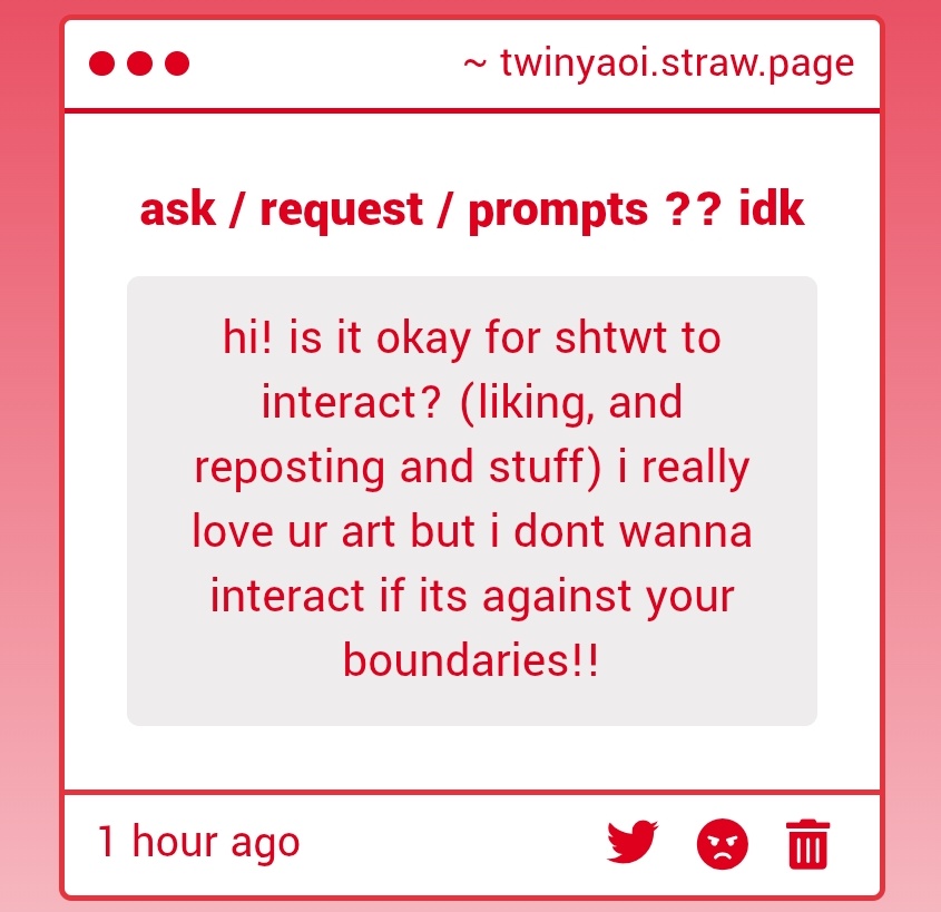 Hi anon!! Yes it's okay! As long as nothing from the sub is pushed to my tml I'm fine with light interactions.
