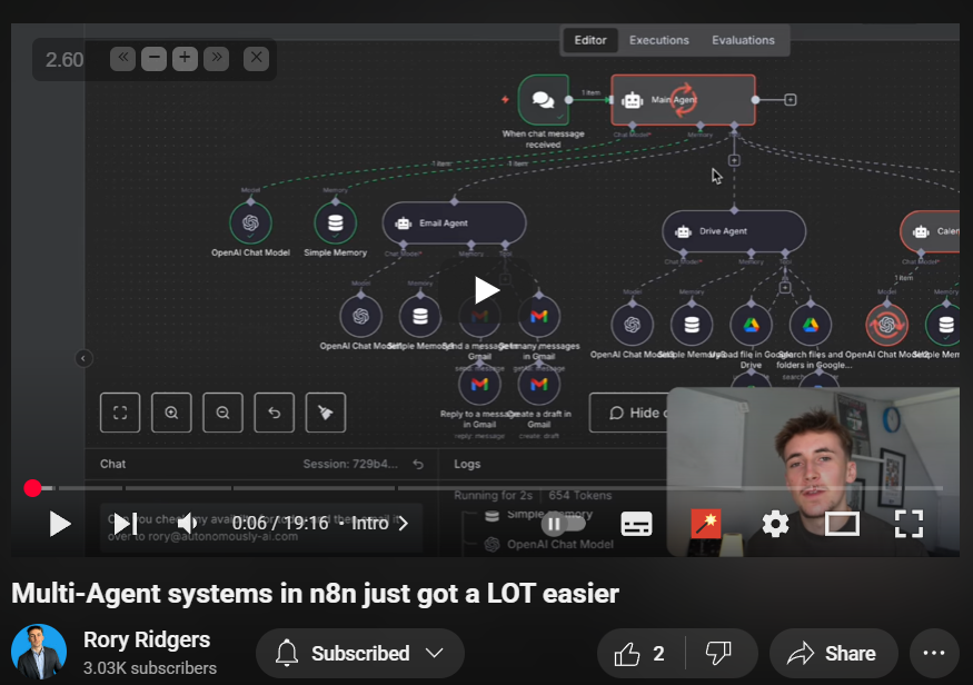 victor_explore's tweet image. This tutorial(on YouTube) shows how to use n8n's new multi-agent feature that lets you build AI agent systems all in one canvas.
Instead of calling separate workflows, you can now have AI agents as tools for other agents, making debugging much easier since all logs stay in one…
