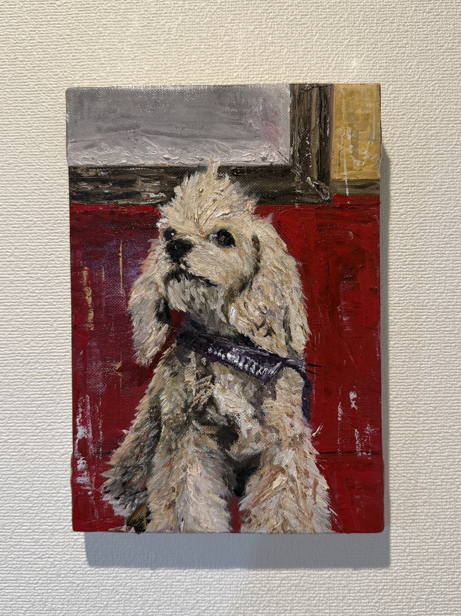 油絵　Yumiko確認　友だちの歌を聴く犬 油絵 Yumiko様専用確認 友だちの歌を聴く犬ブランド 品 通販
