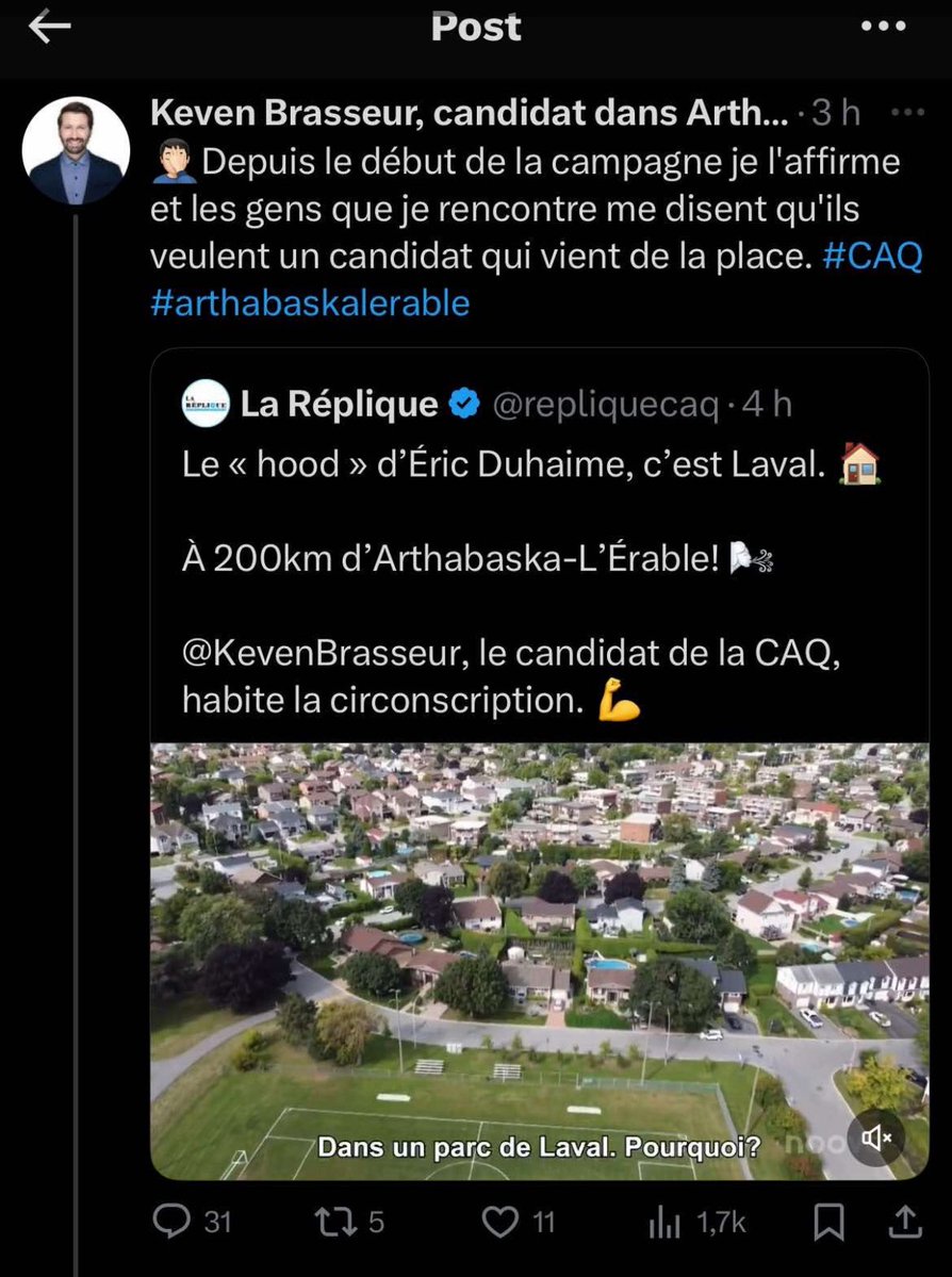 Celui de Legault, député d’une circonscription du 450, c’est Westmount

Et celui de PSPP, député montréalais, c’est la Côte-de-Beaupré

.