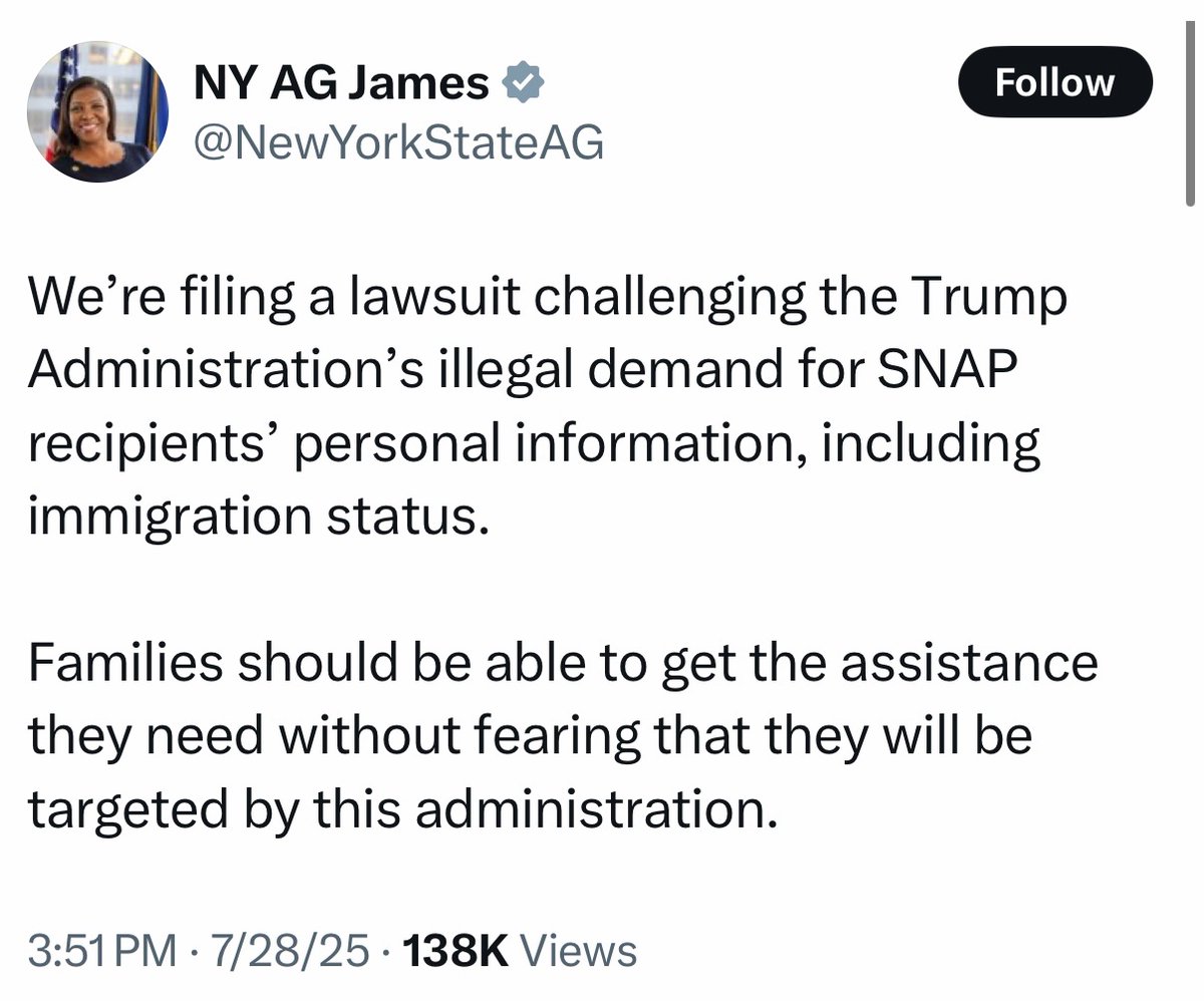 libsoftiktok's tweet photo. For months Democrats insisted illegals weren’t receiving SNAP benefits…

But now suddenly Democrats are suing to keep data on SNAP recipients’ immigration status private…

They keep telling on themselves https://t.co/NsuXLTD6lj