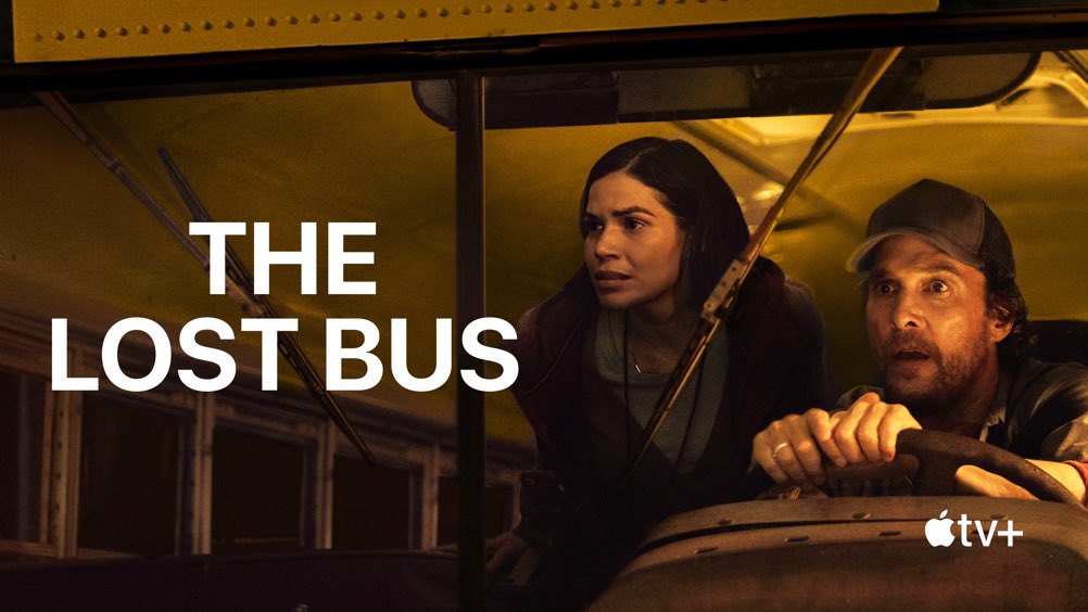 Matthew McConaughey in The Lost Bus trailer door Paul Greengrass