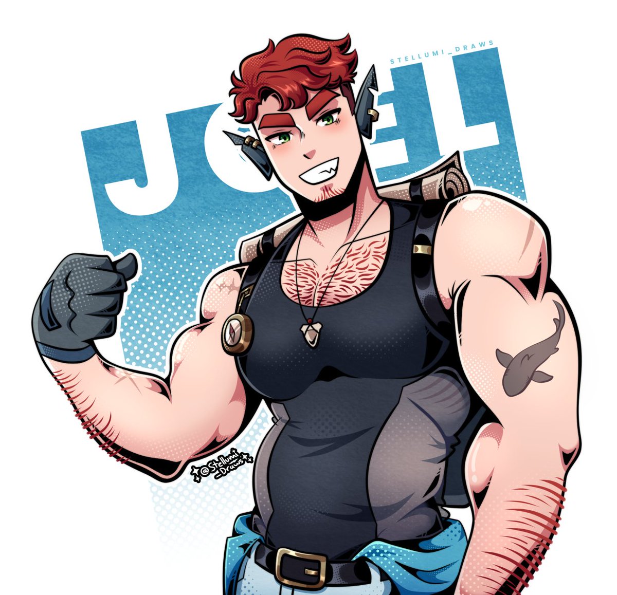 #artfight2025 - Attack 6: <a href="/phenylshark/">Phenyl 🦈</a>'s Joel! 

#Artfightteamcrystals #artfight2025