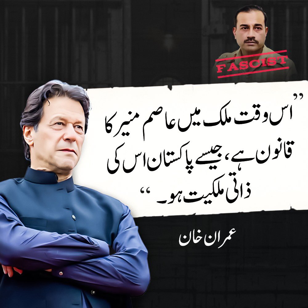 “اس وقت سینیٹ، قومی اسمبلی، وزیراعظم اور صدر سب غیر قانونی ہیں۔ ایک جعلی آئینی عدالت بنا کر ہماری نشستیں کم کی گئیں۔ جو تاریخ میں کبھی نہیں ہوا کہ ایک جماعت کی نشستیں کسی اور کو دے دی جائیں۔ وہ آئینی عدالتیں جن میں انصاف ملنا چاہیے، آج وہاں عاصم منیر نے اپنے ذاتی نوکر بٹھا رکھے