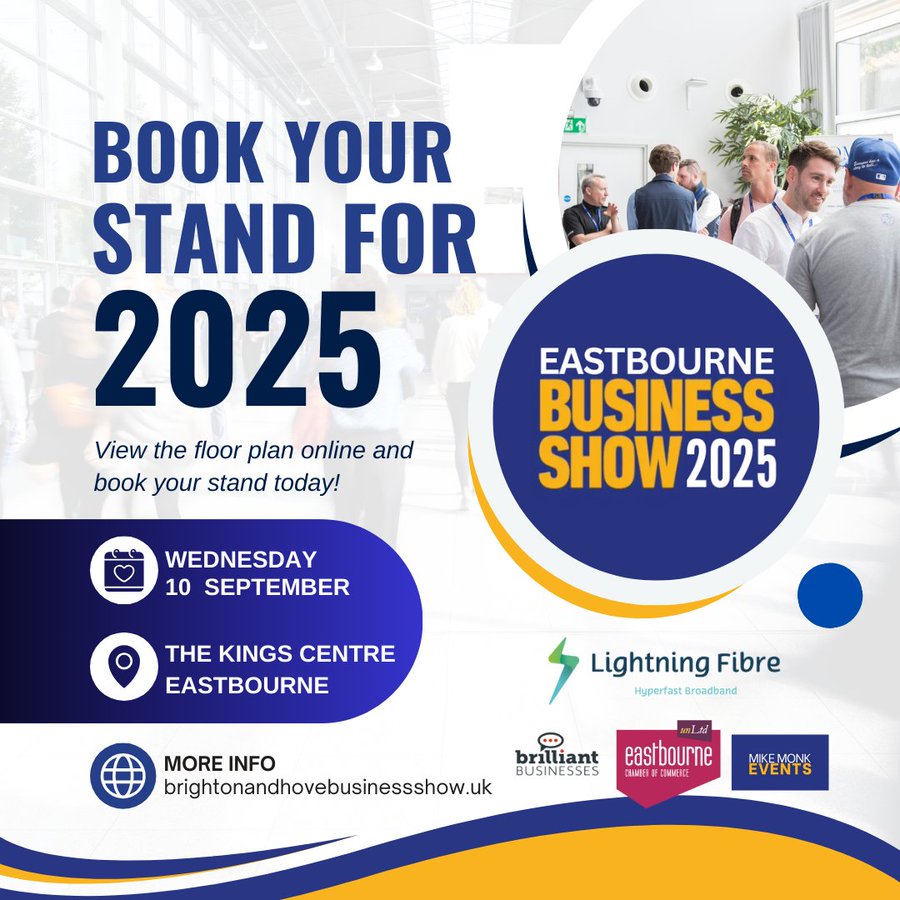 A quick reminder that there will be a cut-off point for online registrations for free visitor passes to Eastbourne Business Show. Register now and start planning your day at this major networking event.
tinyurl.com/pbz8h5vm 
#tradeshow #Eastbourne #Sussex