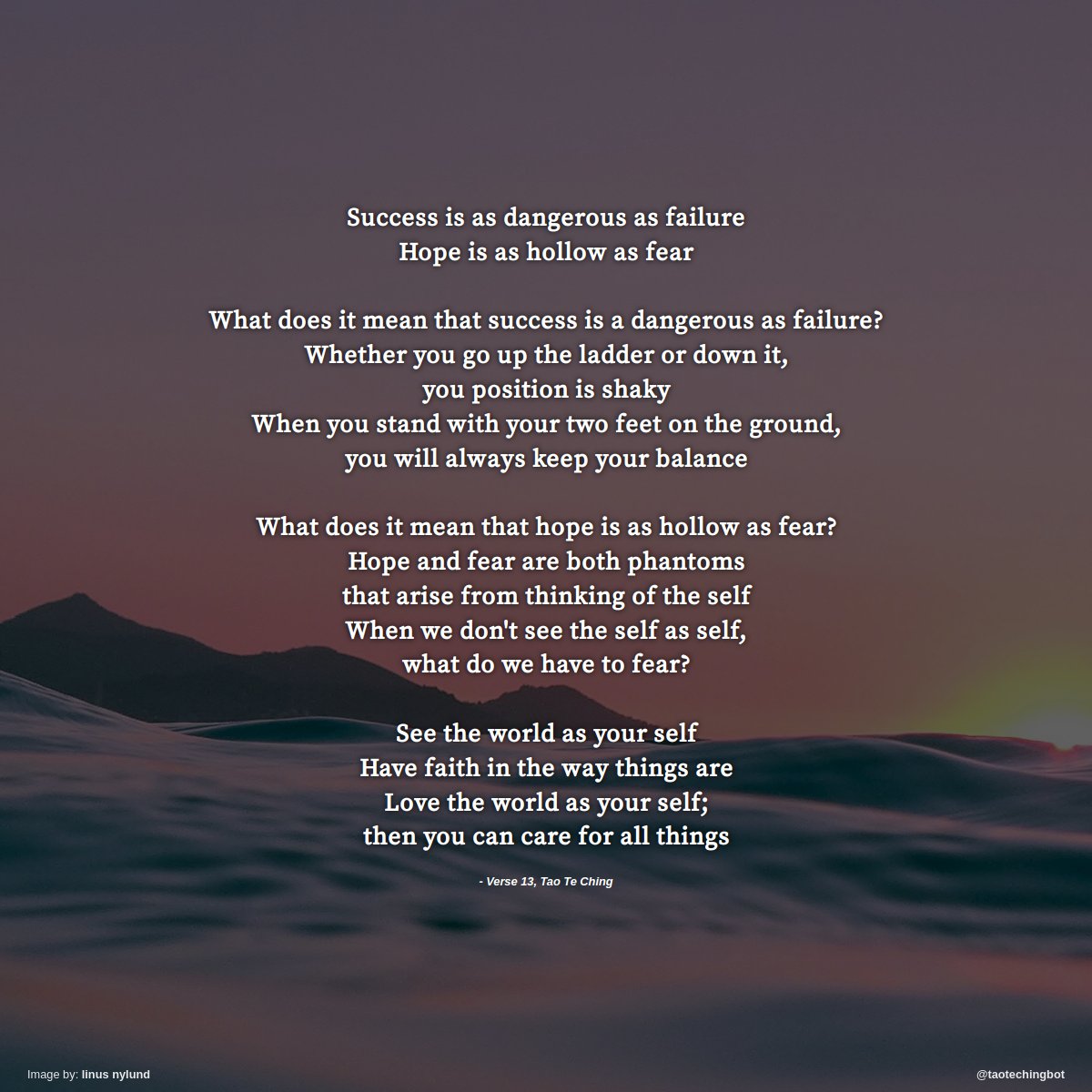 taotechingbot's tweet image. Verse 13 of The Tao Te Ching. #TaoTeChing #Laozi #Tao #LaoTzu #Taoism #BookOfTheWay