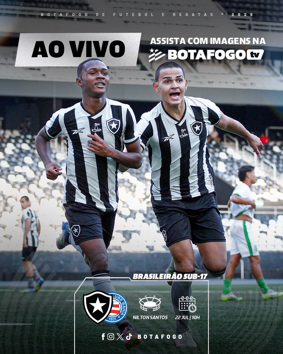 base_botafogo's tweet image. Crias na Botafogo TV! 💪🔥
O Glorioso encara o Bahia nesta terça, às 15h, no Estádio Nilton Santos, pelo Campeonato Brasileiro Sub-17. ⚽️
📺 Assista ao vivo em com imagens: youtube.com/live/Fkbc4UNt7…