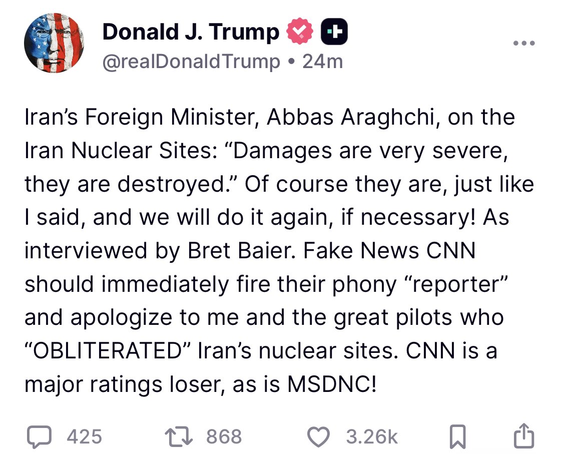 PollTracker2024's tweet image. Trump threatens to strike Iran again “if necessary”.