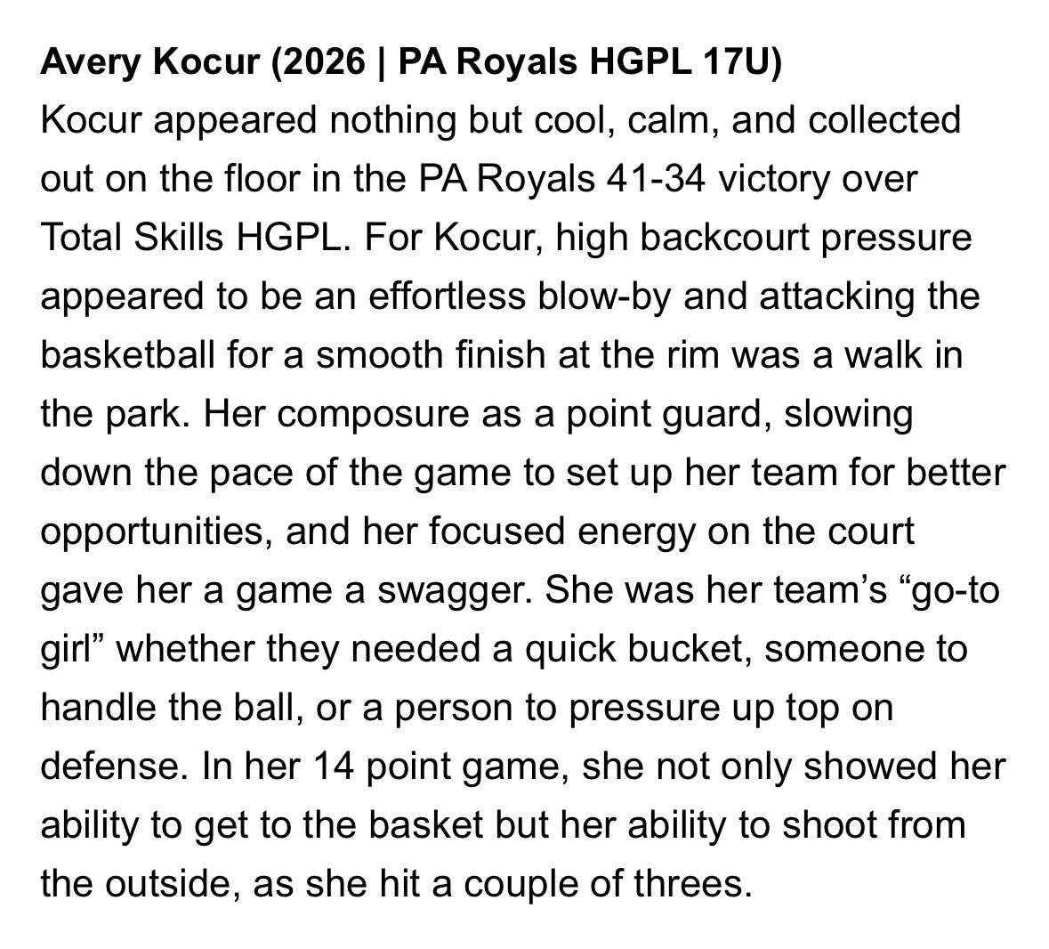 Avery Kocur (@averykocur11) on Twitter photo Thank you <a href="/hooplove215/">CityofBasketballLove</a> for coming to watch <a href="/PaRoyalsBball/">PA Royals Basketball</a> play this weekend! Thank you for the write-up! Thank you <a href="/hooplove215/">CityofBasketballLove</a> for coming to watch <a href="/PaRoyalsBball/">PA Royals Basketball</a> play this weekend! Thank you for the write-up!
