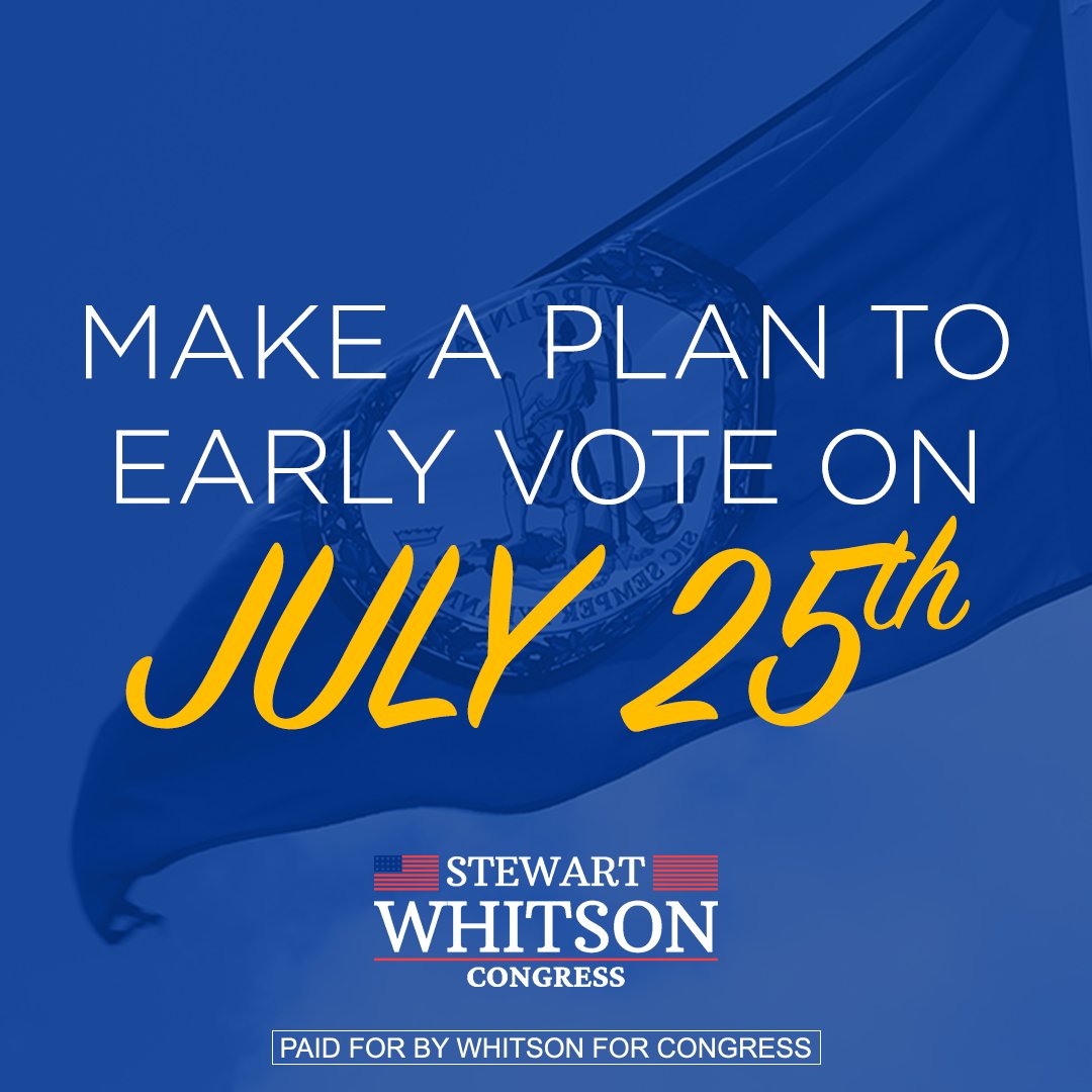 stew_whitson's tweet image. Early Voting starts THIS Friday, July 25th!
This special election is our chance to take back Virginia's 11th Congressional District and send a real fighter to Washington.
Vote early. Vote Whitson. 🇺🇸
Find your early voting location: fairfaxcounty.gov/elections/earl…