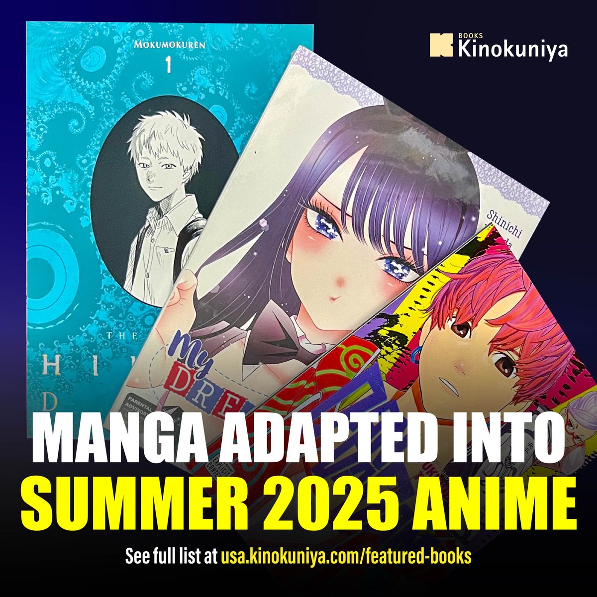 KinokuniyaUSA's tweet image. From the pages to the screen, enjoy manga and light novels adapted into Summer 2025 anime! 📺☀️
The Summer Hikaru Died, Takopi's Original Sin, Gachiakuta, and more available in English and Japanese in-store and online! 📚
usa.kinokuniya.com/featured-books…