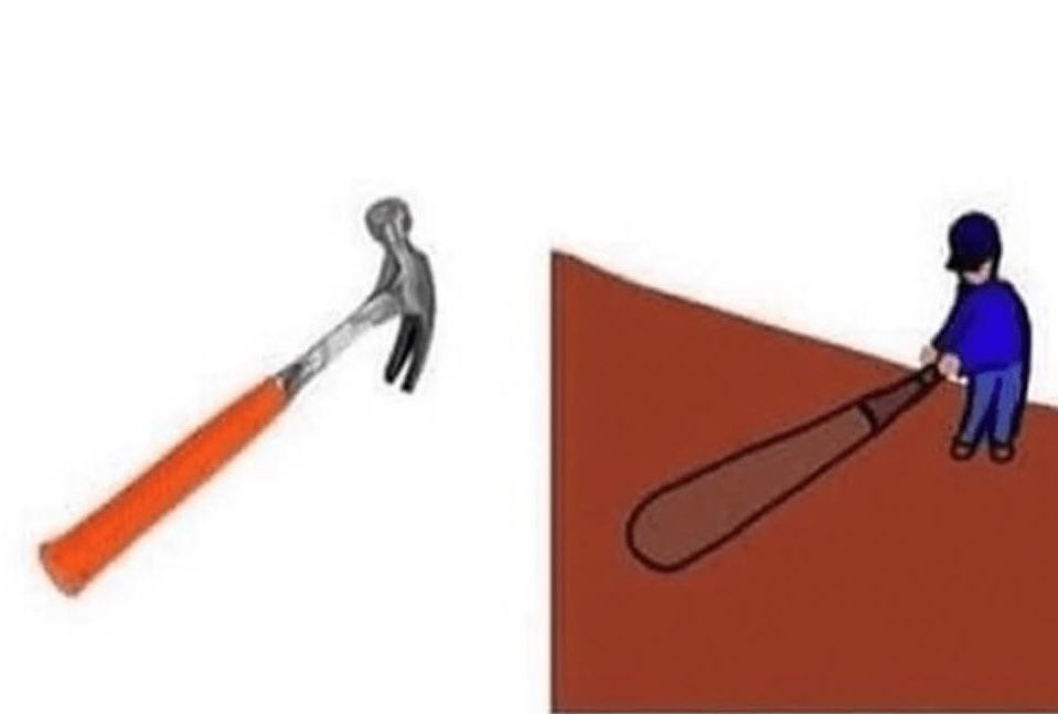 nut_history's tweet image. You ever notice a hammer looks like a little guy swinging a baseball bat?