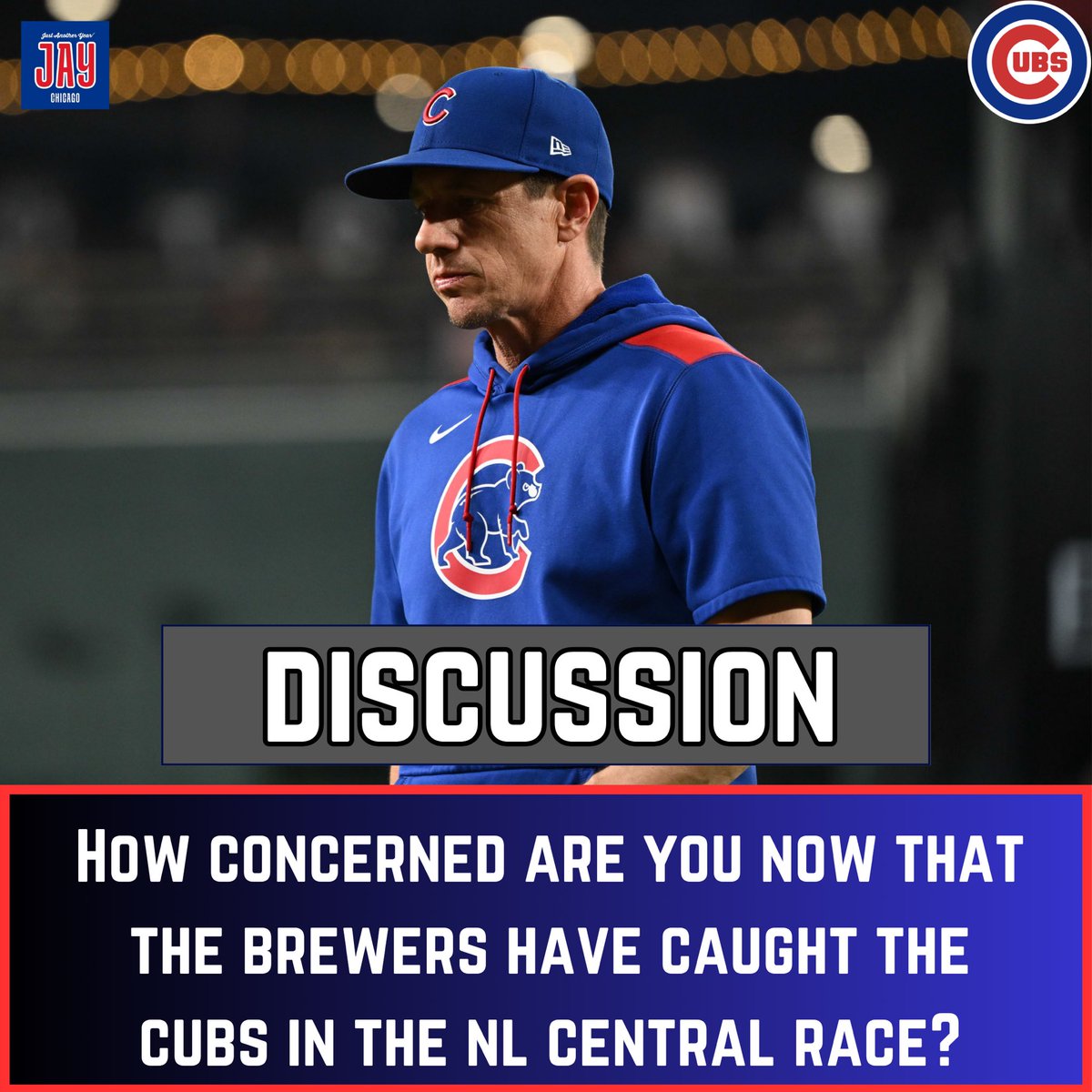 #Cubs fans, this is a SAFE SPACE!

How worried are you that the Brewers have caught up to the Cubs in the NL Central standings?

Do you think the Cubs will win the division in 2025? Do you think they NEED to to win the World Series?

Sound off below 🔊
#BeHereForIt