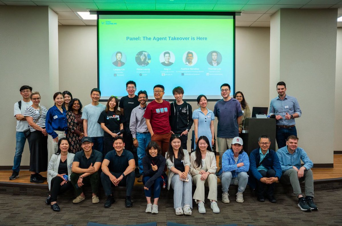 genaiassembling's tweet image. AI Agent Meetup #5 at Stanford: Lenjoy Lin’s live demo + sharp insights from Ang Li, Elena Leung, Pushkar Nandkar, and Thomas Luo. From infra to autonomy — the agent future is near. Stay tuned!