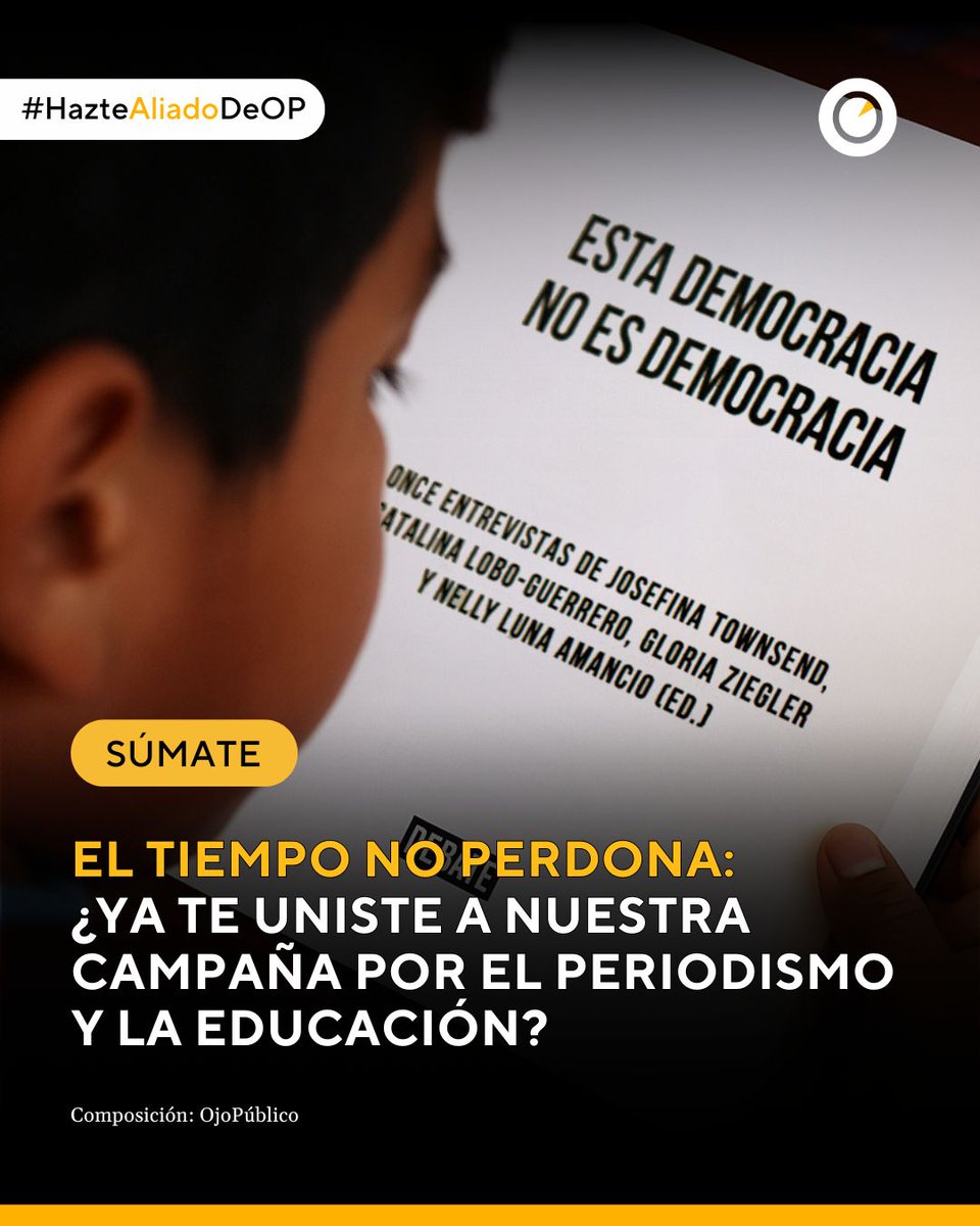 Ojo_Publico's tweet image. 🔴A 10 días del cierre de nuestra campaña de julio estamos al 50% de la meta. Y no bajamos la guardia💪. Buscamos sumar 50 @AliadosDeOP que apoyen el periodismo independiente y donar libros sobre democracia a @FeyAlegriaPeru.
Conoce los detalles, aquí:
👉ojo-publico.com/aliados