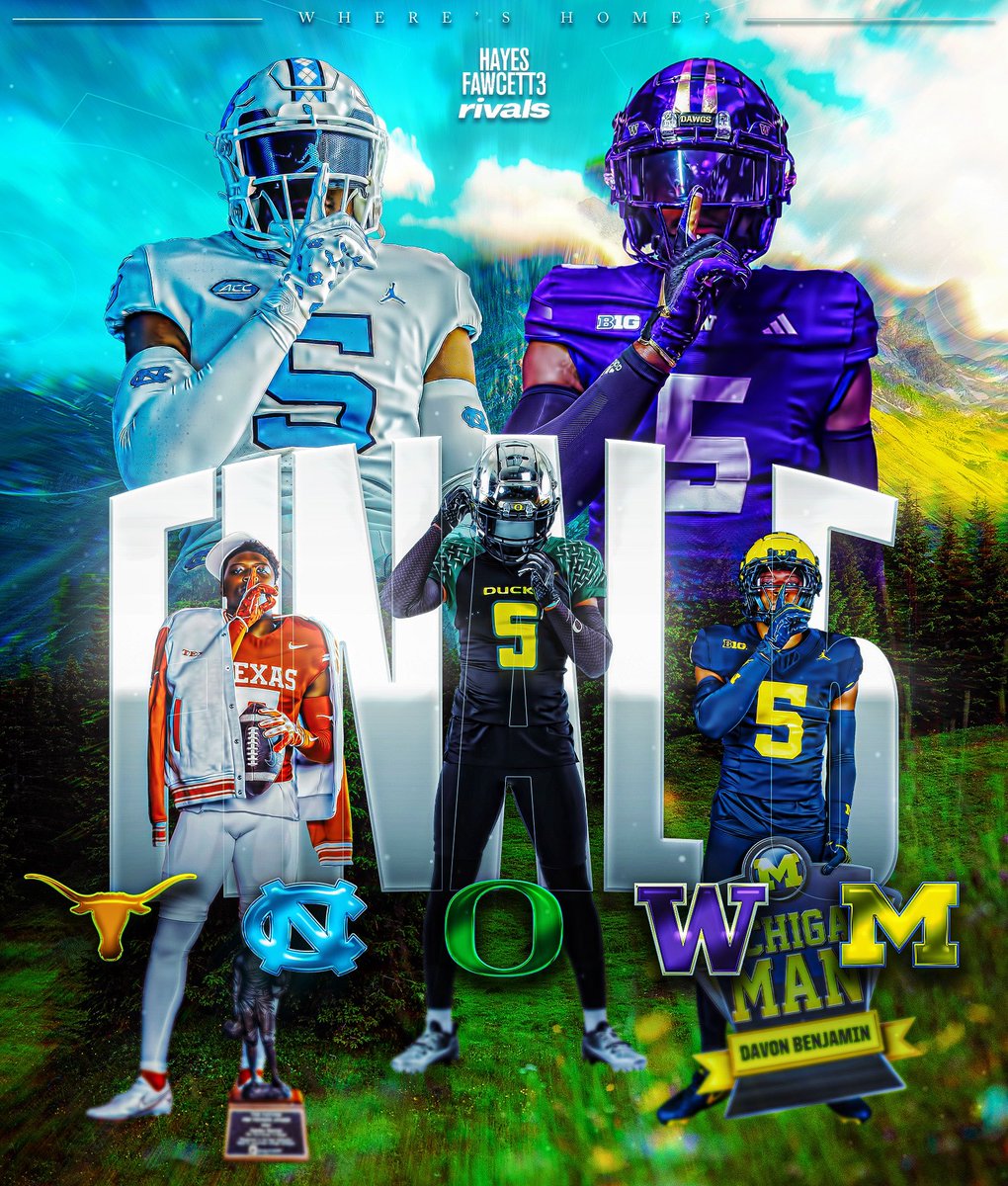 Hayesfawcett3's tweet image. NEWS: Elite 2026 CB Davon Benjamin Jr. is down to 5 Schools, he tells me for @rivals
The 6’0 187 CB from Los Angeles, CA will announce his Commitment August 2nd
He’s ranked as the No. 1 CB in ‘26 (per Rivals)
Where Should He Go? ⬇️
on3.com/rivals/news/tw…