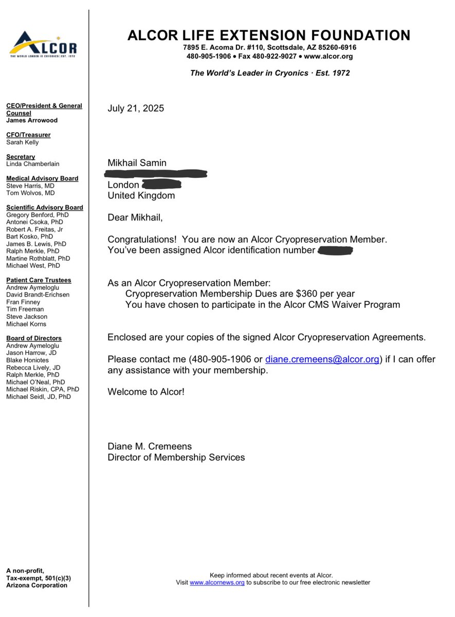 Mihonarium's tweet image. I can’t believe it took me so long to finalize the entirety of the paperwork!
I should hopefully be frozen after my death, if it occurs of natural causes.