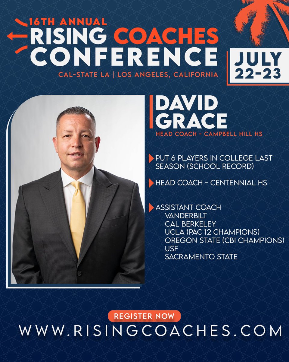 RisingCoaches's tweet image. Excited to listen and learn from one of the best coaches in the country, @CoachDavidGrace, this week at the 16th Annual Rising Coaches Conference.
🏀 hubs.li/Q03y93Qc0